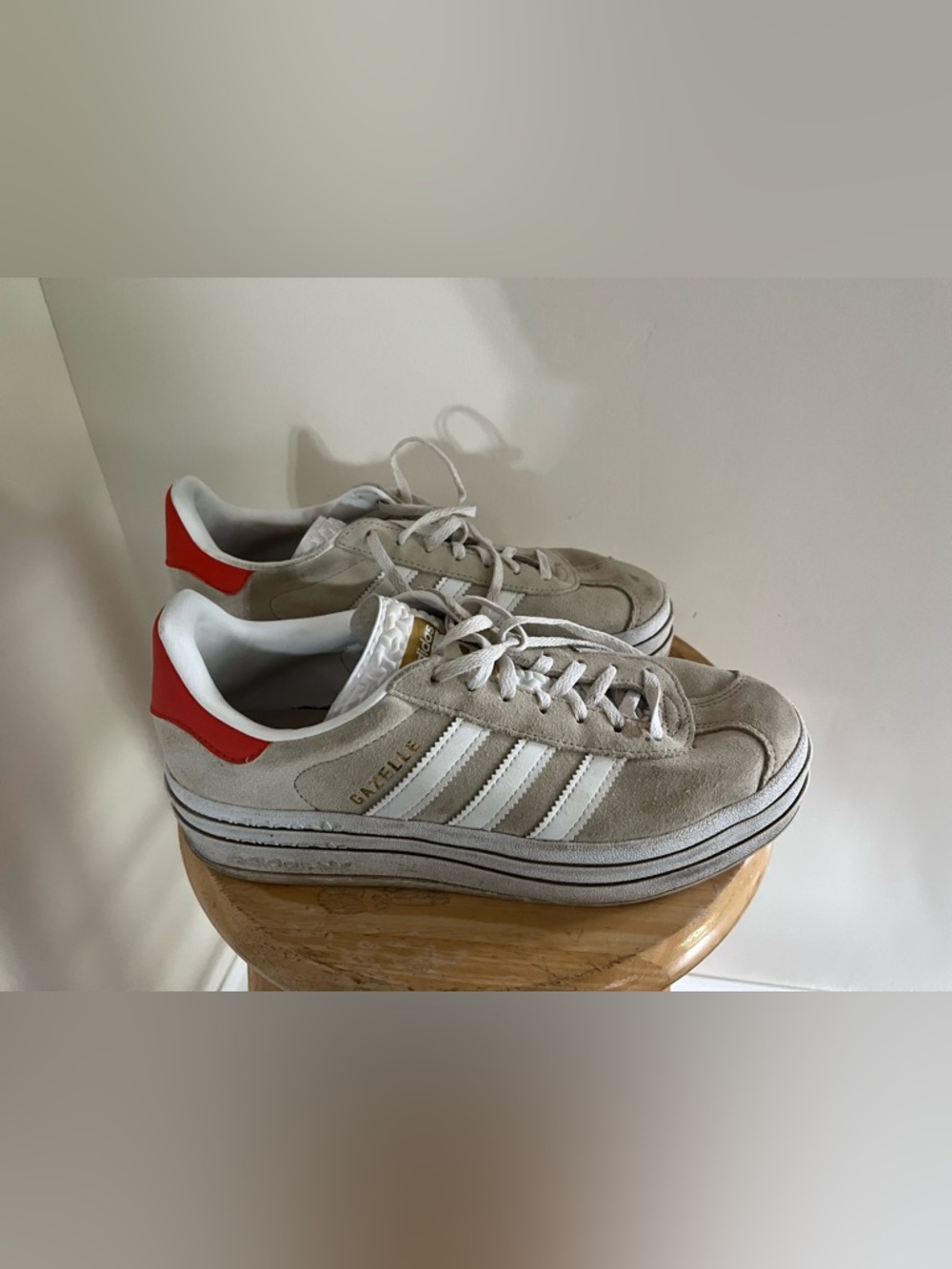 Adidas Gazelle Platform Suede Sneakers Light Gray